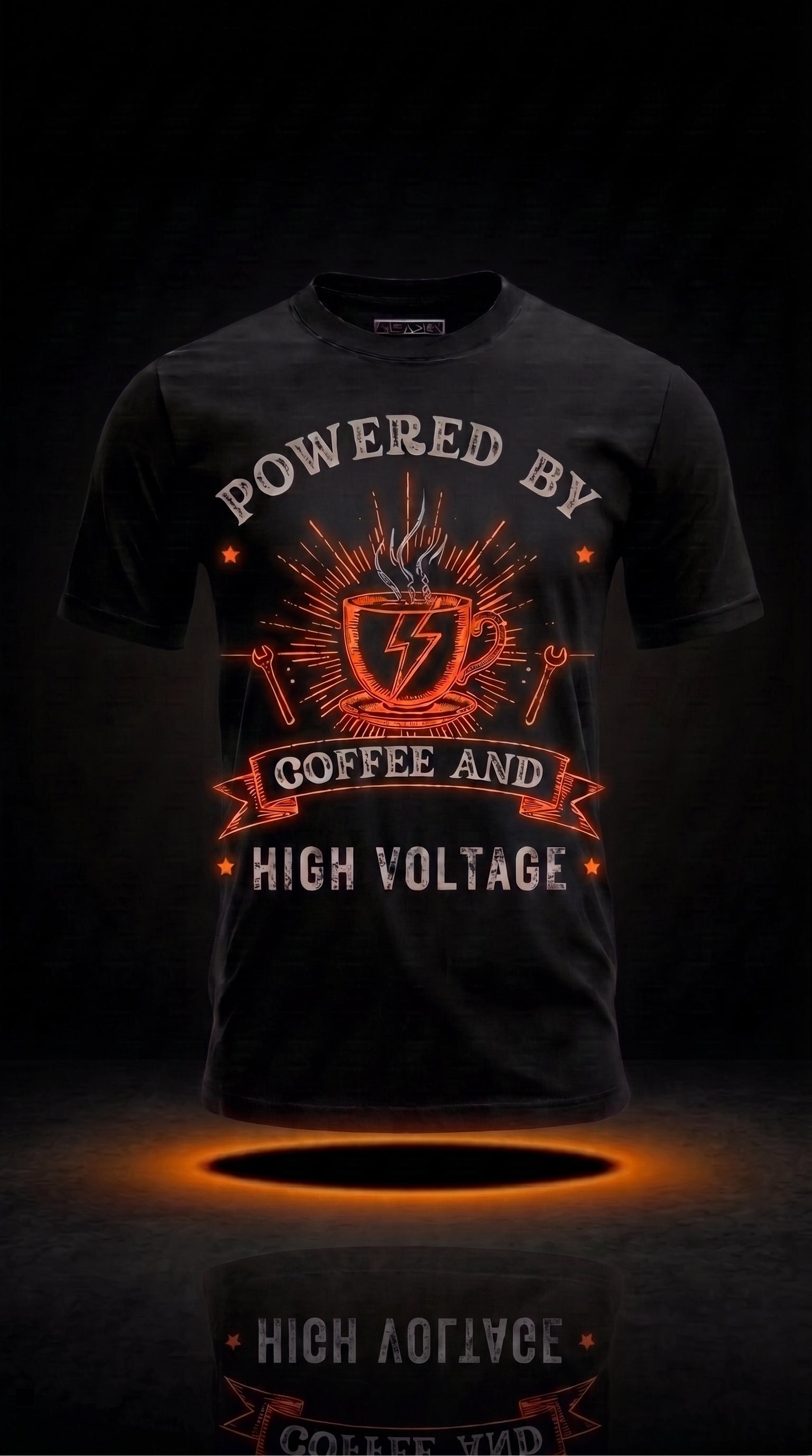 Powered By Coffee And High Voltage Tee