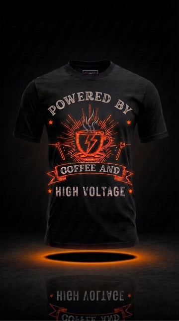 Powered By Coffee And High Voltage Tee