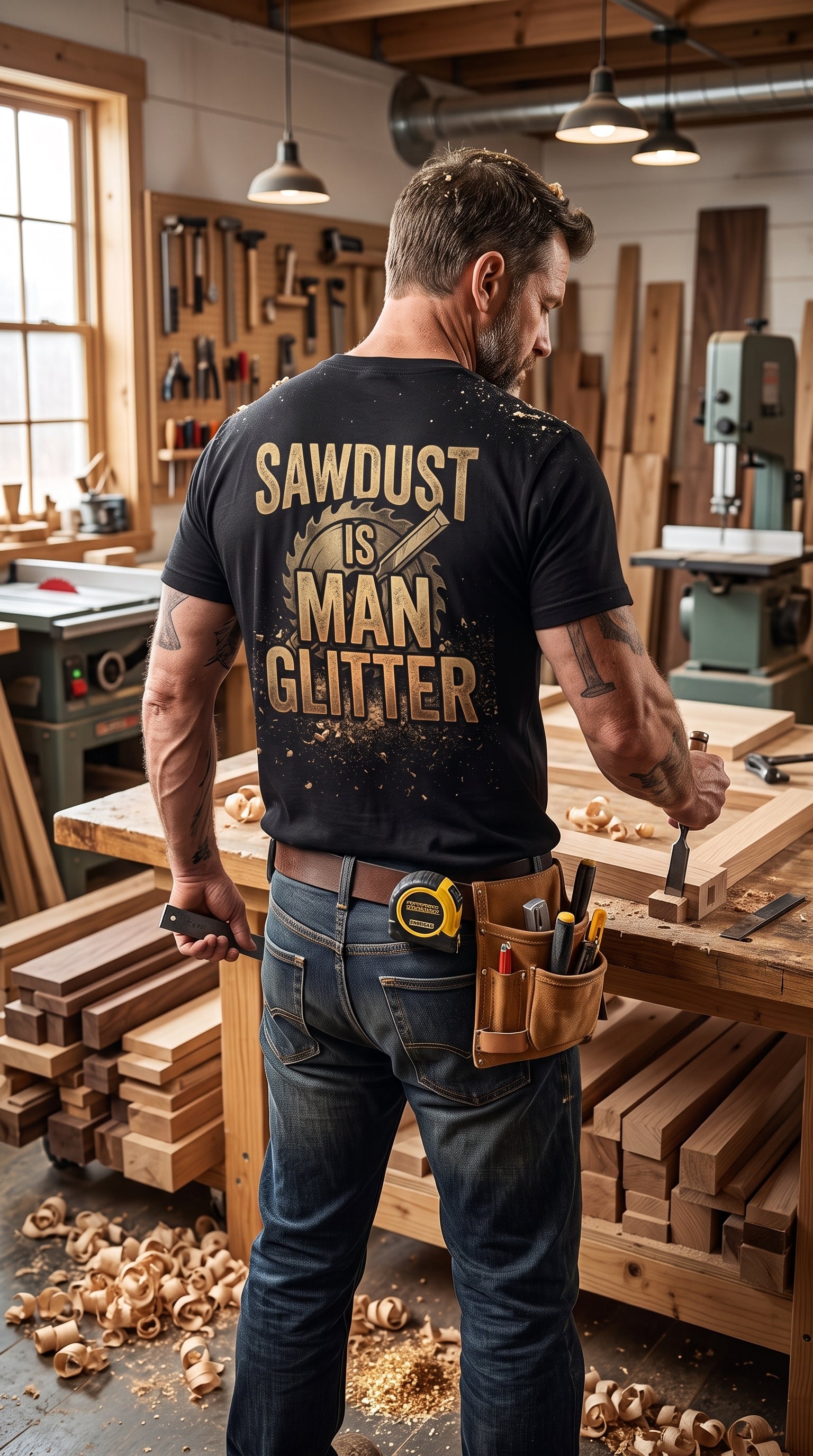 Sawdust Is Man Glitter T-Shirt | Funny Carpenter Gift