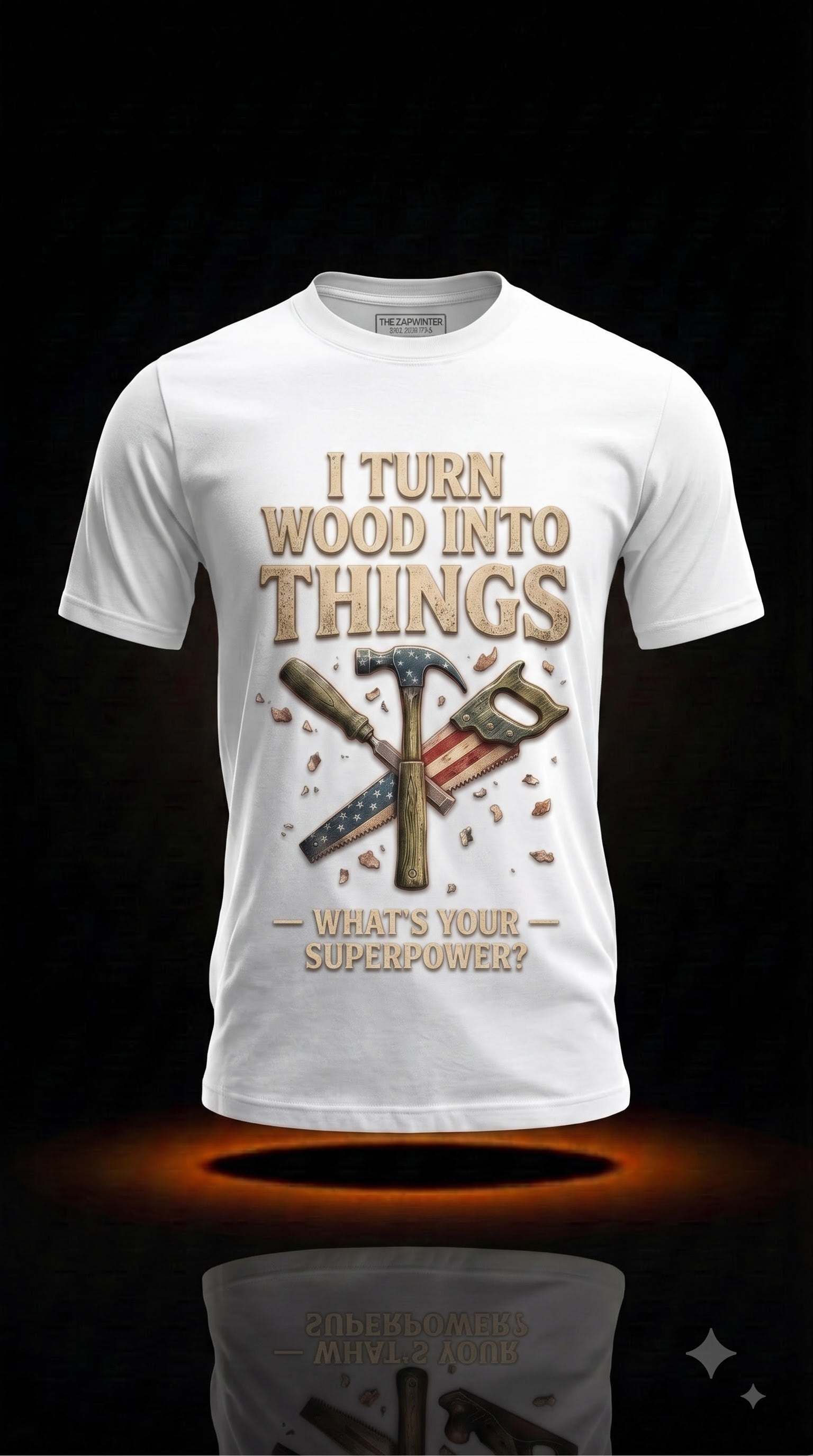 I Turn Wood Into Things What's Your Superpower? T-Shirt | Funny Carpenter Gift