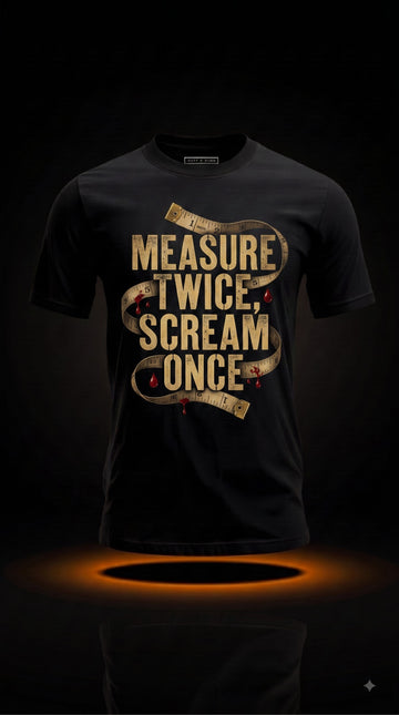 Measure Twice, Scream Once Halloween Carpenter Shirt | Funny Carpenter Halloween T-Shirt