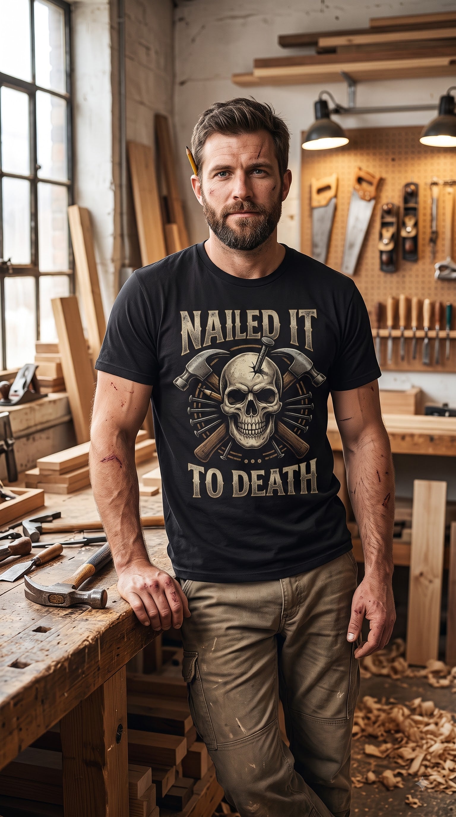 Nailed It… To Death – Funny Halloween Carpenter Shirt, Spooky Carpenter Gift