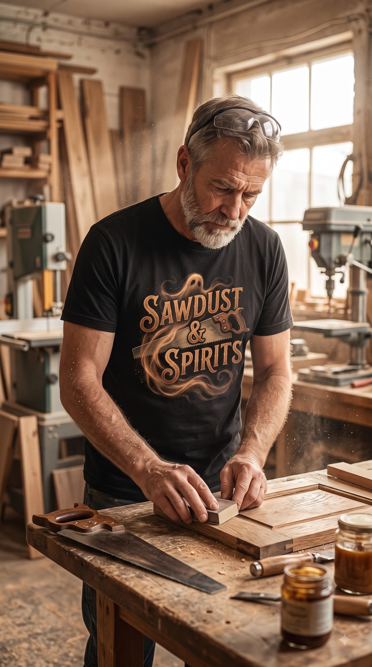 Sawdust & Spirits – Funny Halloween Carpenter Shirt, Spooky Woodworker Gift