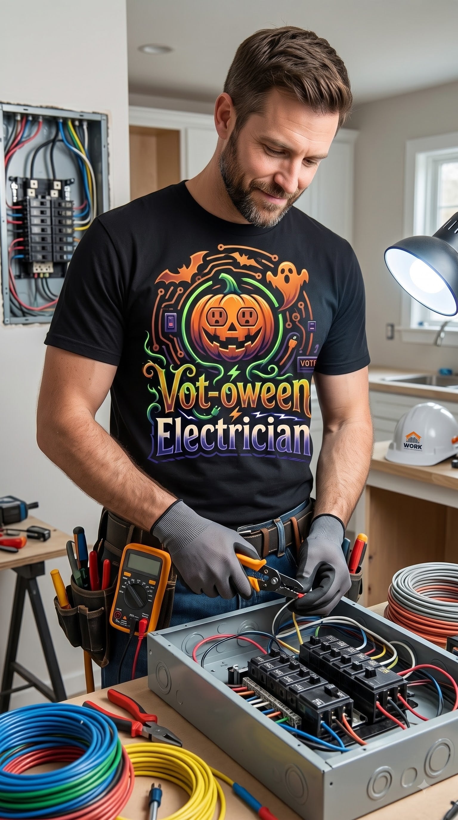 Volt-oween Electrician T-Shirt | Funny Halloween Electrician Gift