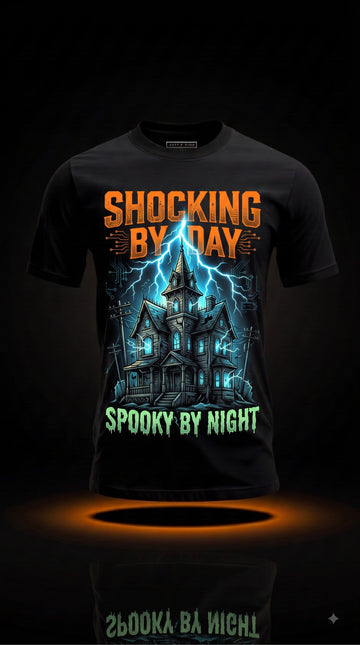 Shocking By Day Spooky By Night T-Shirt | Funny Halloween Electrician Gift