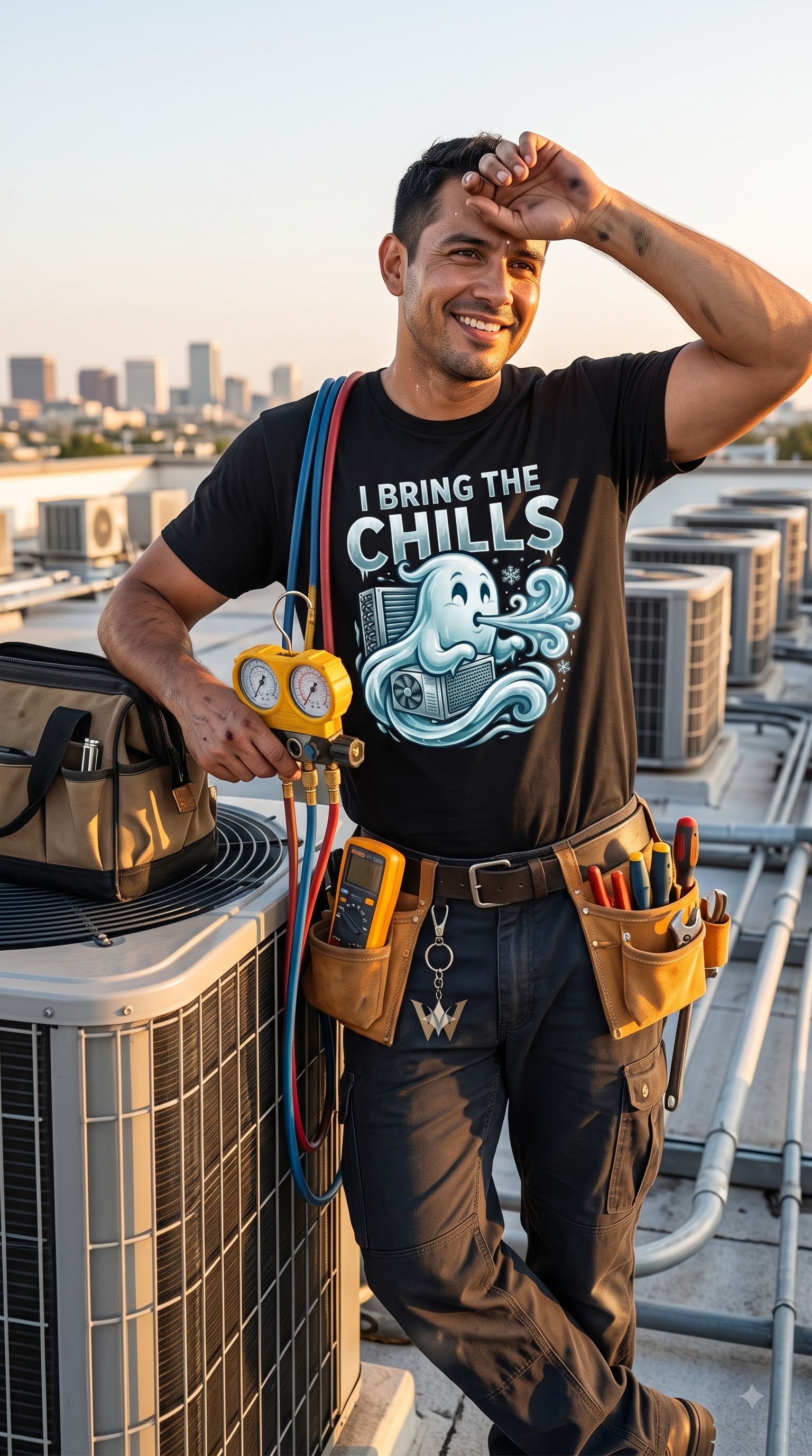 I Bring The Chills T-Shirt | Funny Halloween HVAC Tech Gift