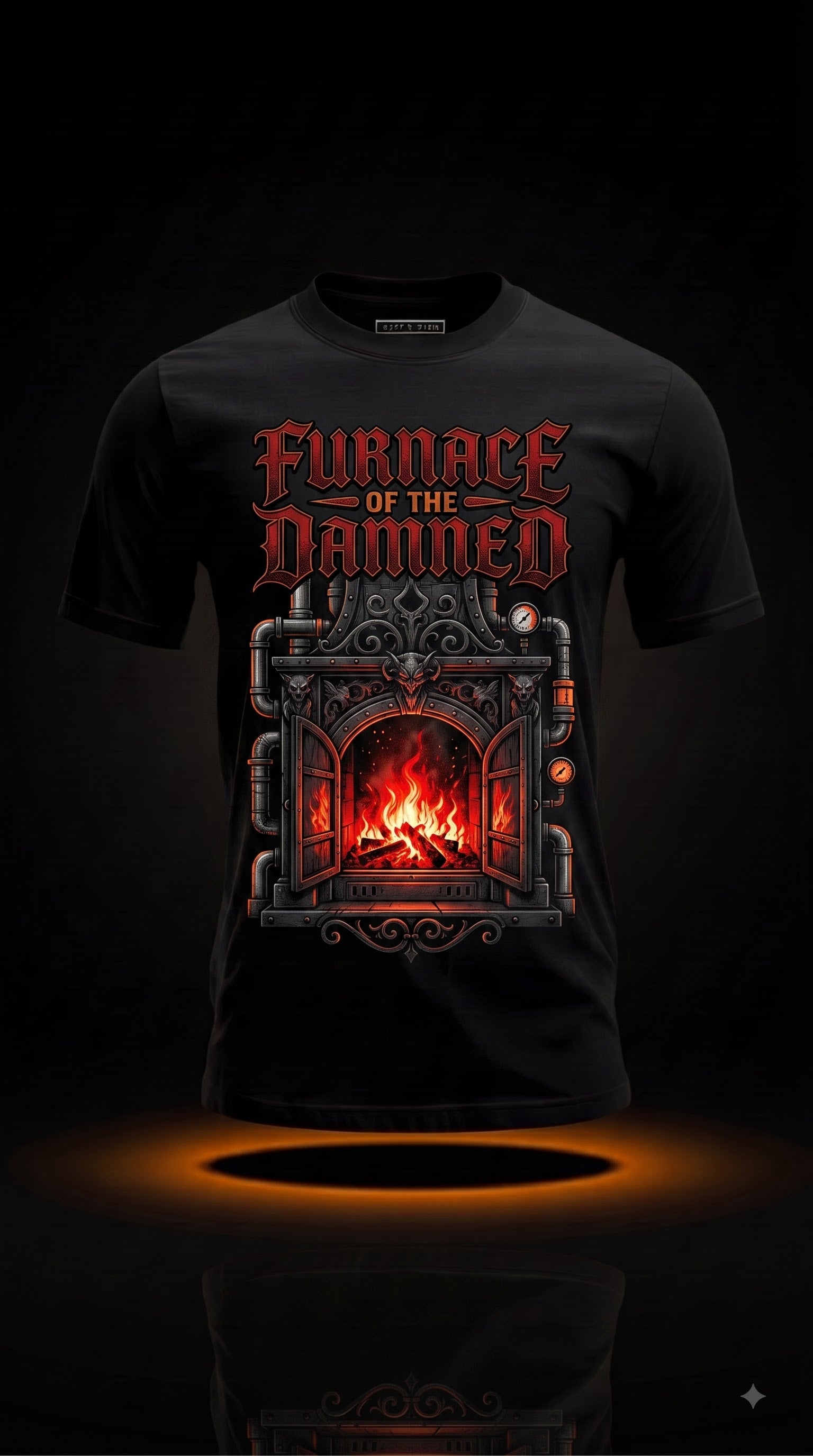 Furnace Of The Damned T-Shirt | Dark Halloween HVAC Tech Gift