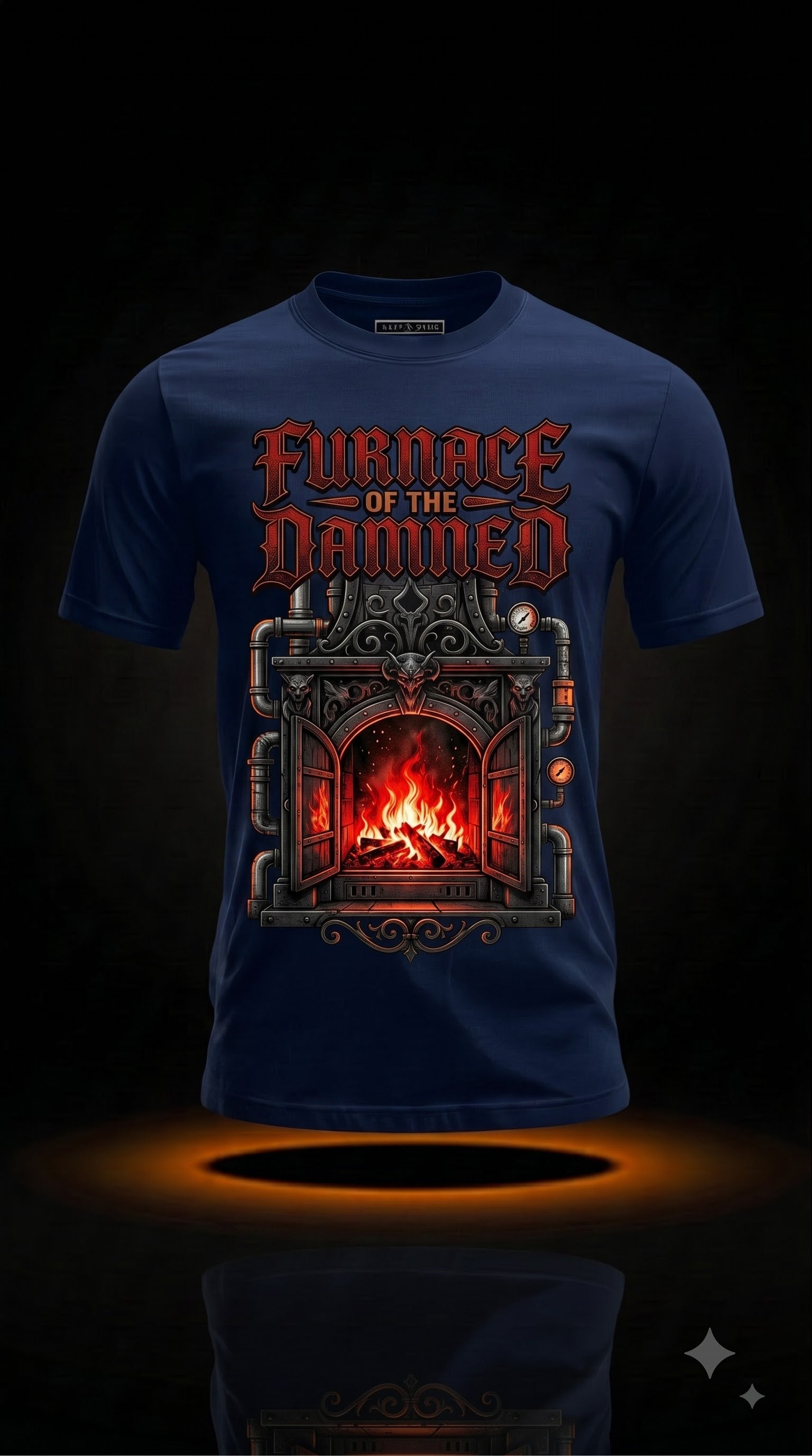 Furnace Of The Damned T-Shirt | Dark Halloween HVAC Tech Gift