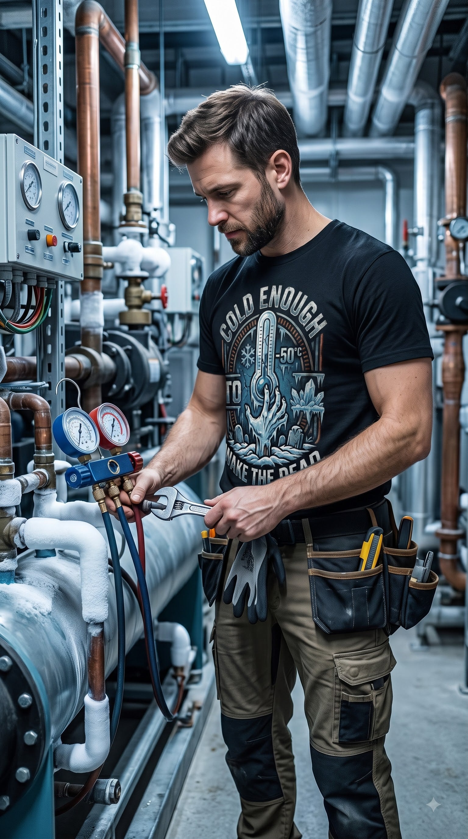 Cold Enough To Wake The Dead T-Shirt | Halloween HVAC Tech Gift