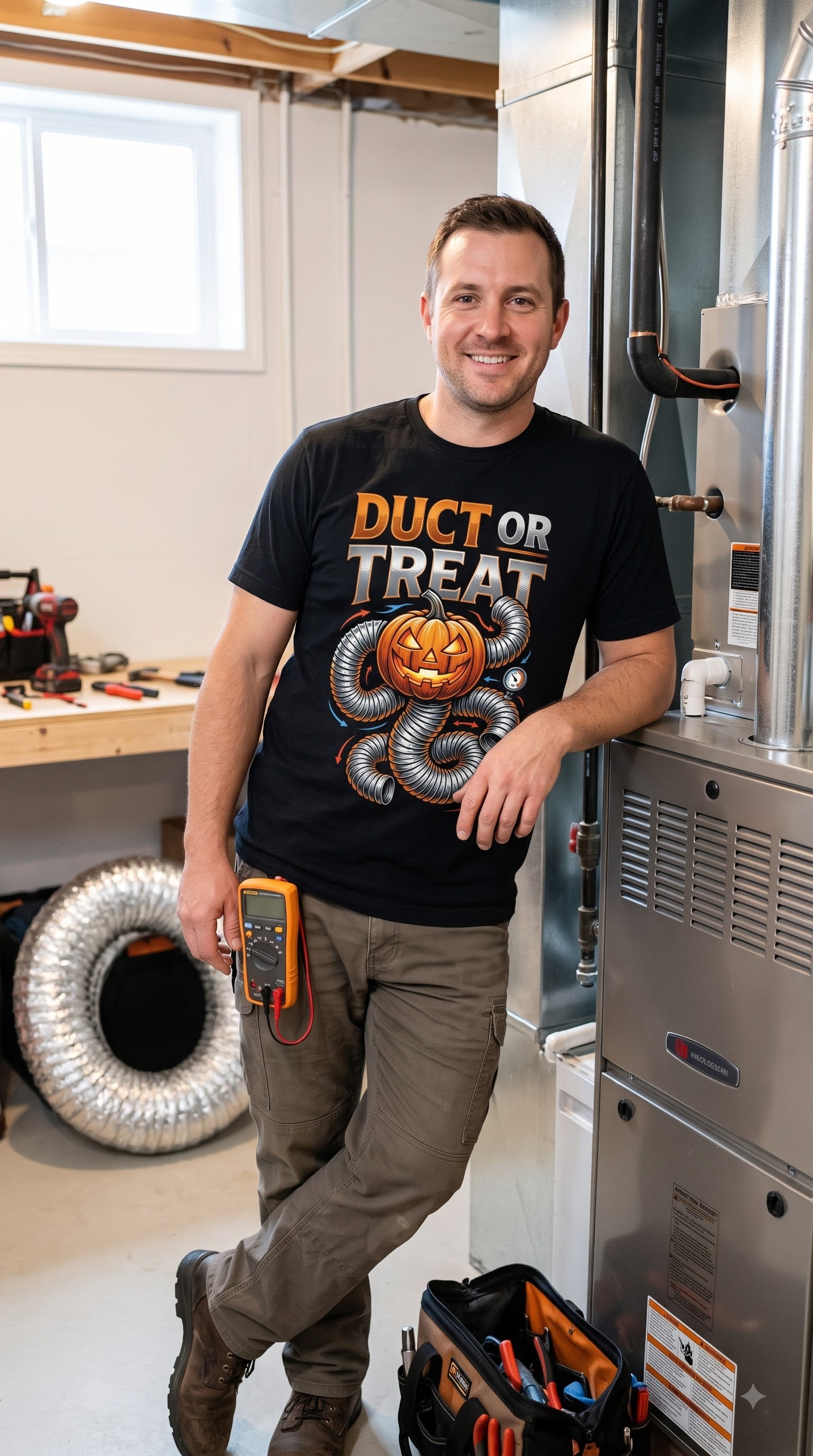 Duct Or Treat T-Shirt | Funny Halloween HVAC Tech Gift