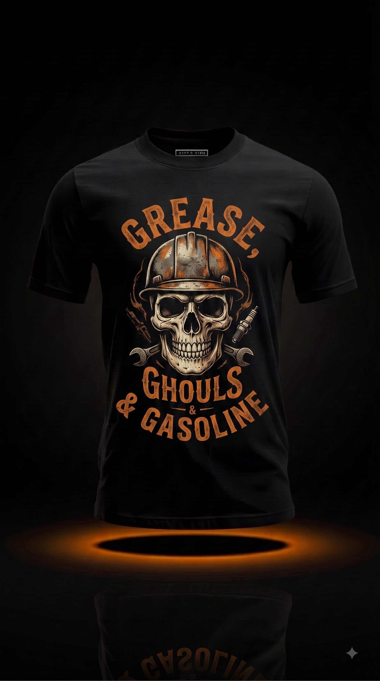 Grease, Ghouls & Gasoline T-Shirt | Funny Halloween Mechanic Gift