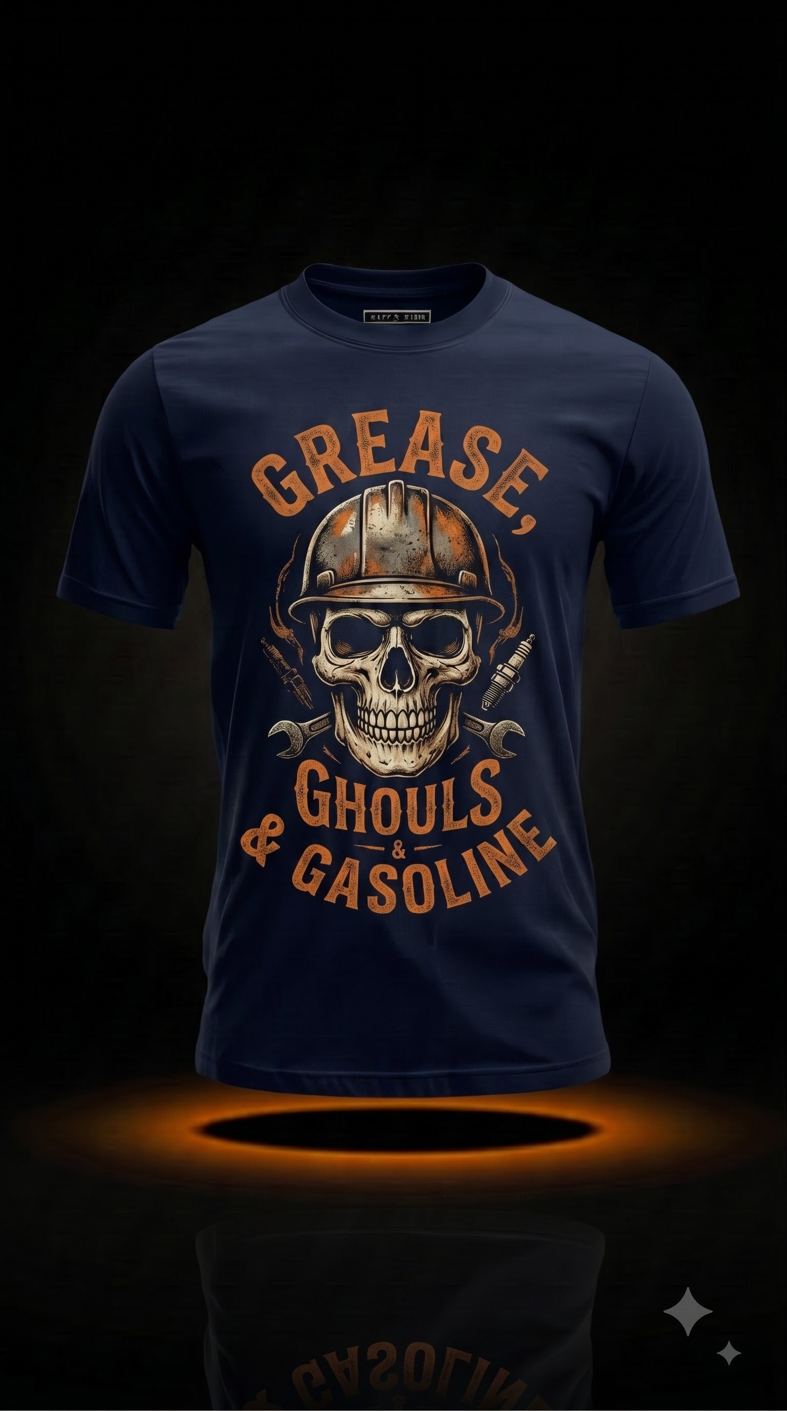 Grease, Ghouls & Gasoline T-Shirt | Funny Halloween Mechanic Gift