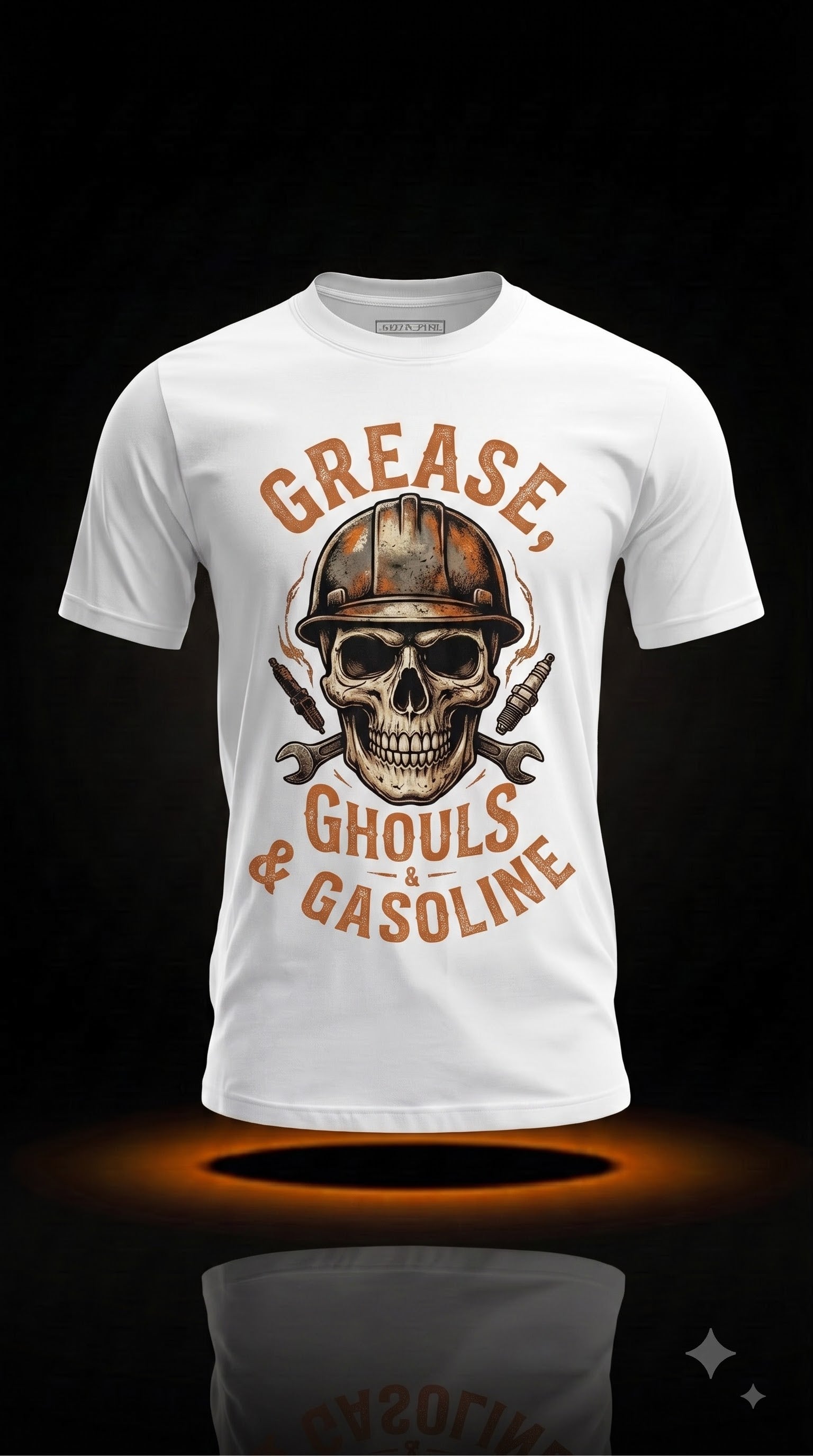 Grease, Ghouls & Gasoline T-Shirt | Funny Halloween Mechanic Gift