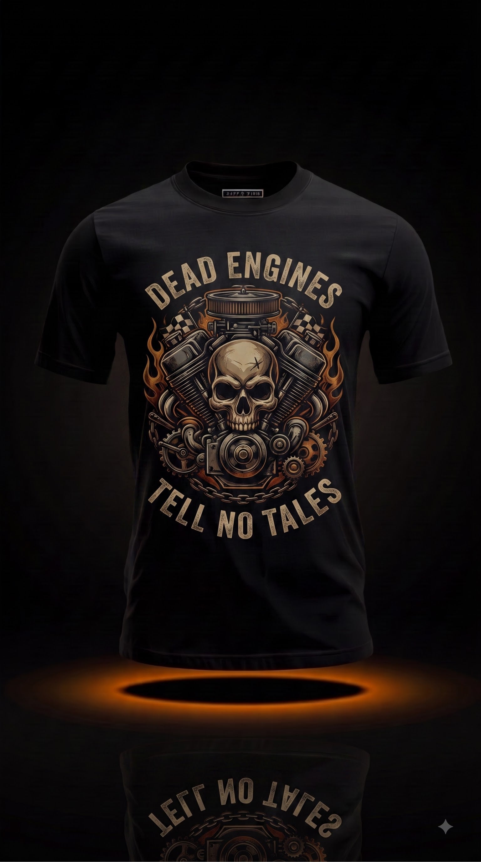 Dead Engines Tell No Tales T-Shirt | Halloween Mechanic Gift