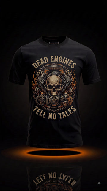 Dead Engines Tell No Tales T-Shirt | Halloween Mechanic Gift