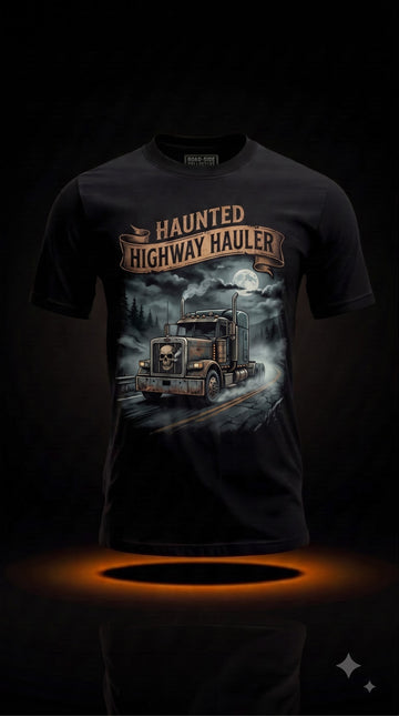 Haunted Highway Hauler T-Shirt | Spooky Halloween Trucker Gift