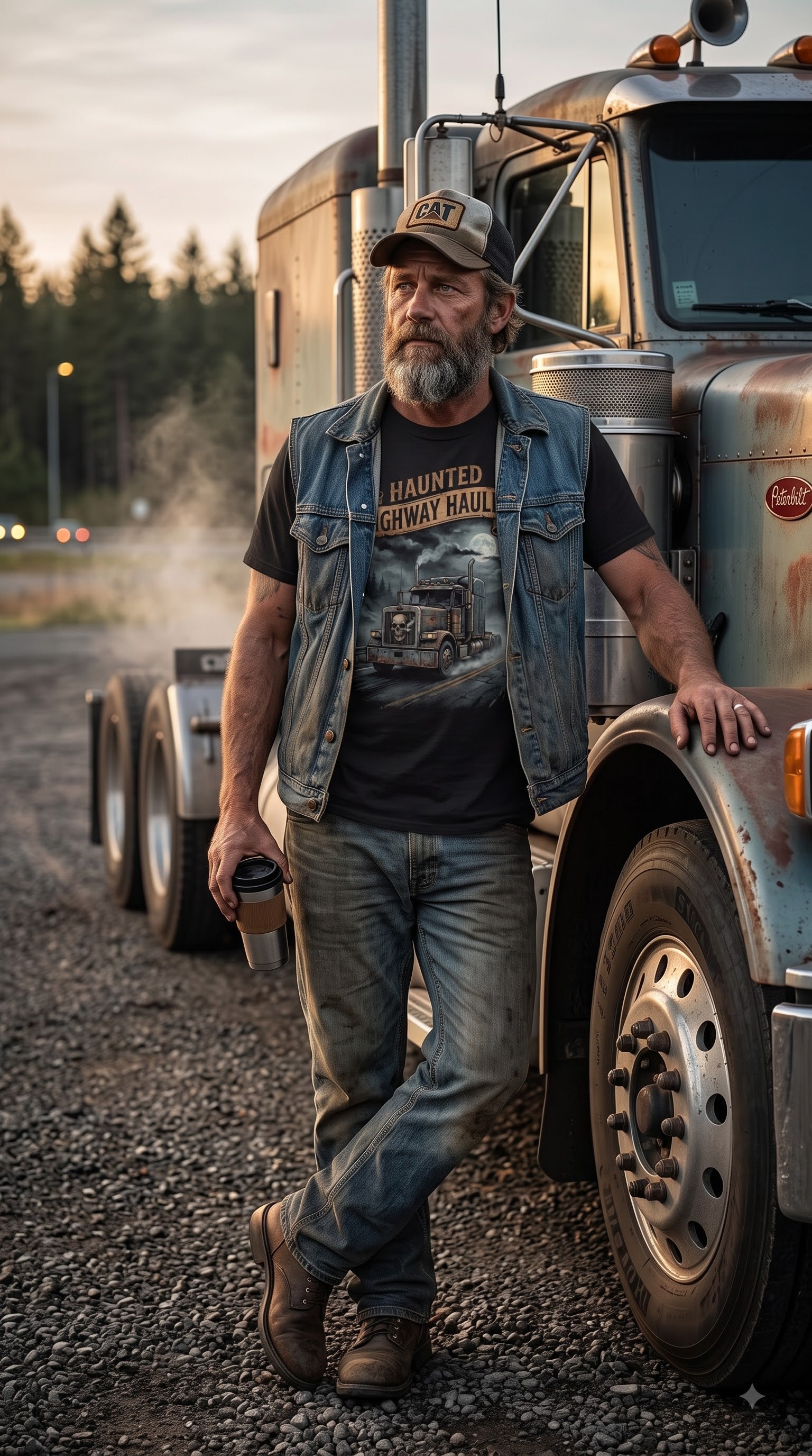 Haunted Highway Hauler T-Shirt | Spooky Halloween Trucker Gift