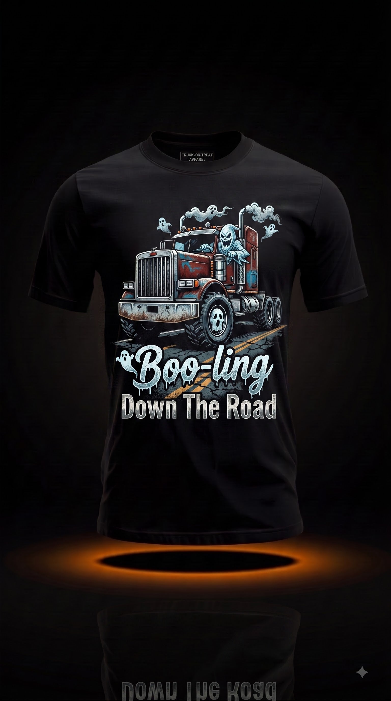 Boo-ling Down The Road T-Shirt | Funny Halloween Trucker Gift