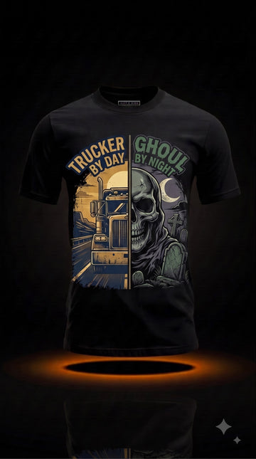Trucker By Day, Ghoul By Night T-Shirt | Funny Halloween Trucker Gift