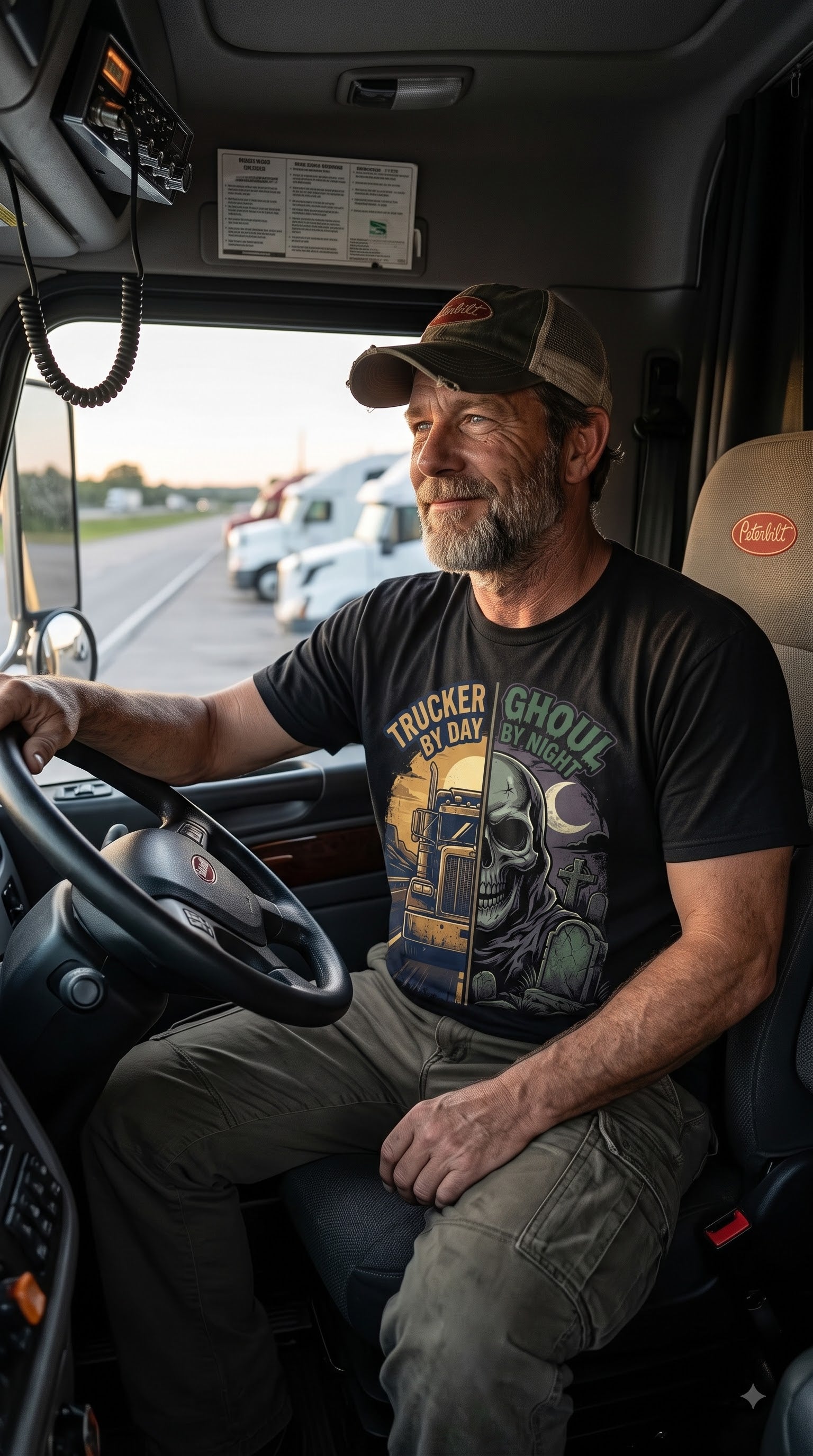 Trucker By Day, Ghoul By Night T-Shirt | Funny Halloween Trucker Gift