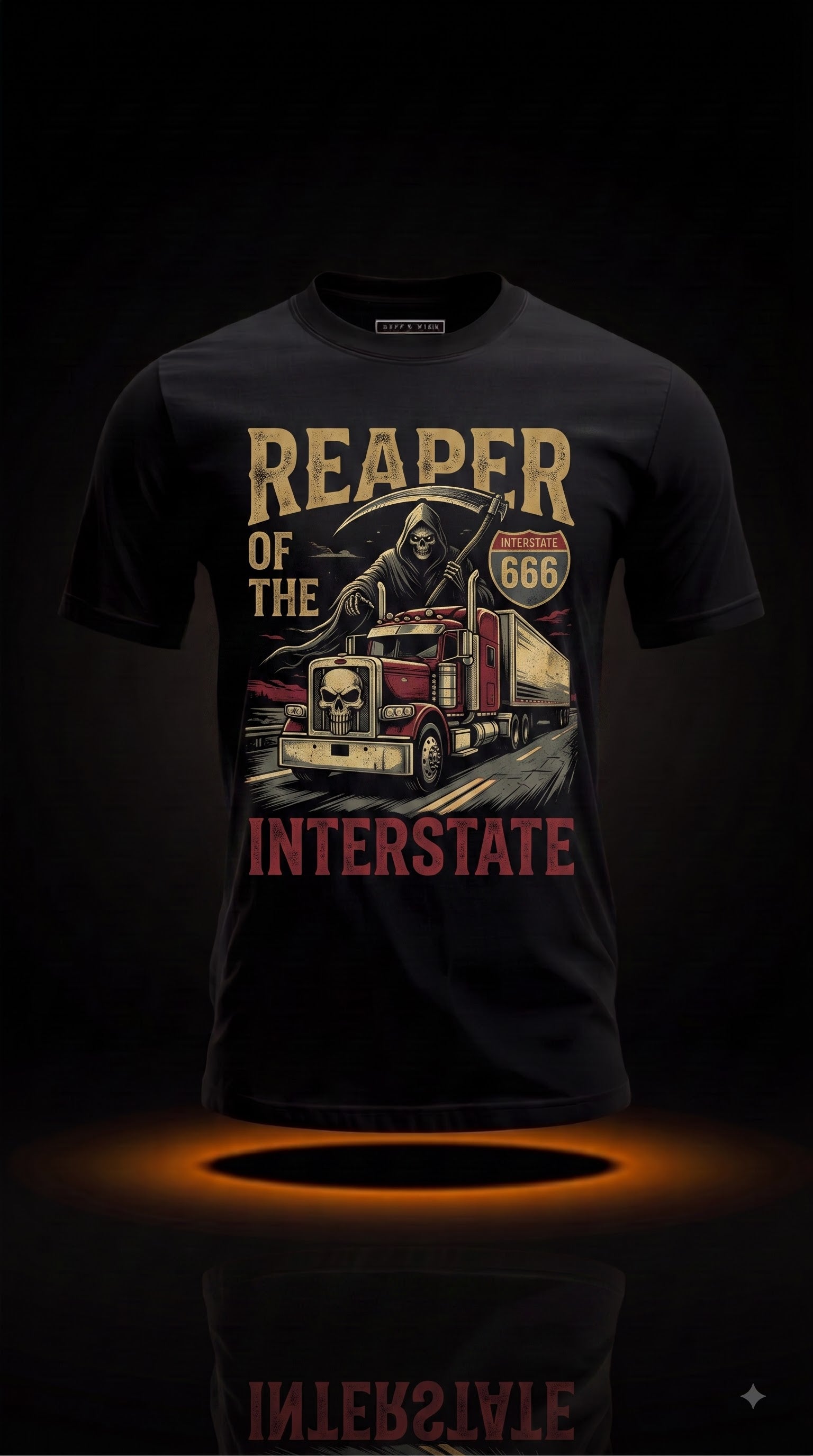 Reaper Of The Interstate T-Shirt | Dark Halloween Trucker Shirt
