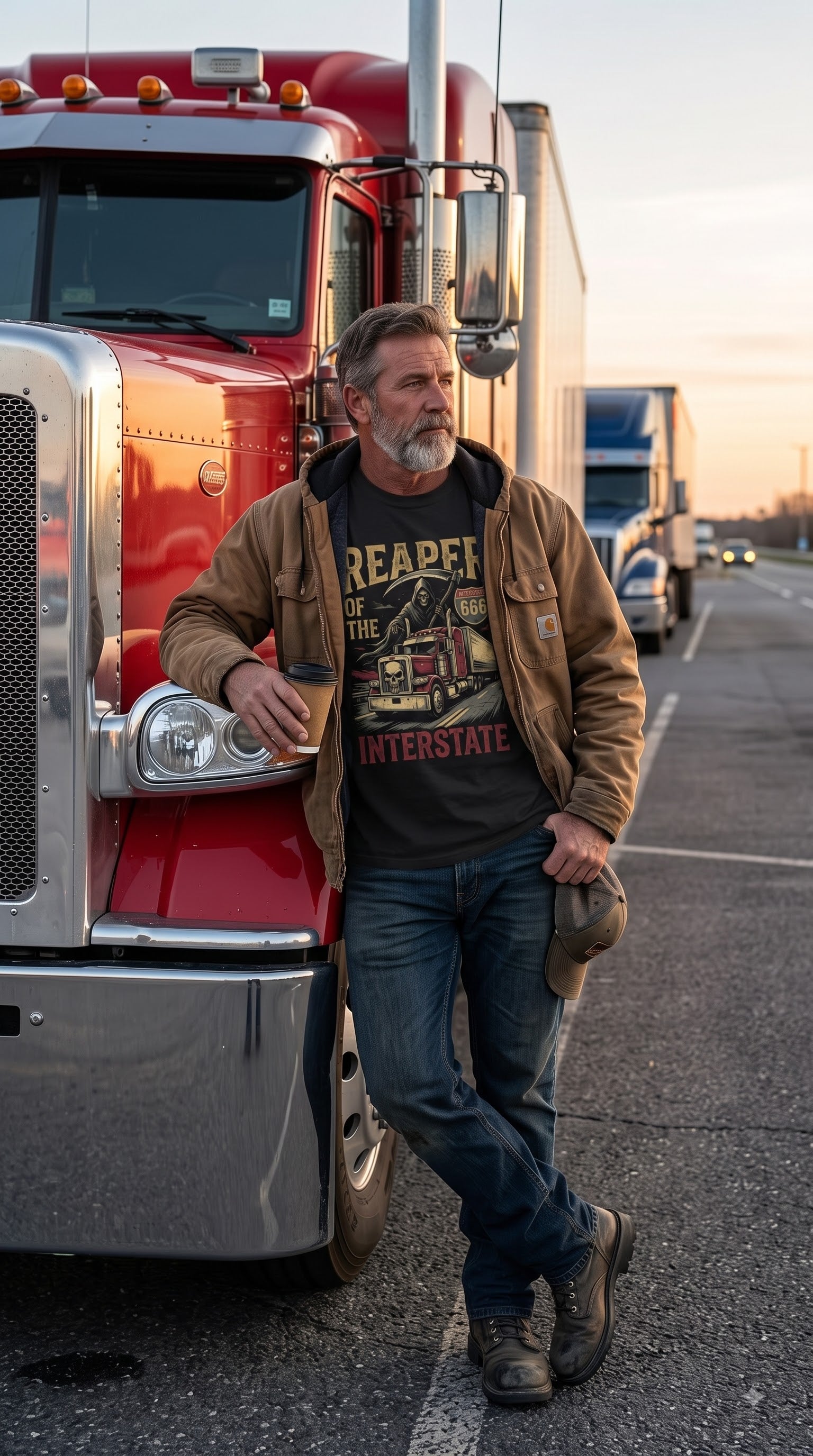 Reaper Of The Interstate T-Shirt | Dark Halloween Trucker Shirt