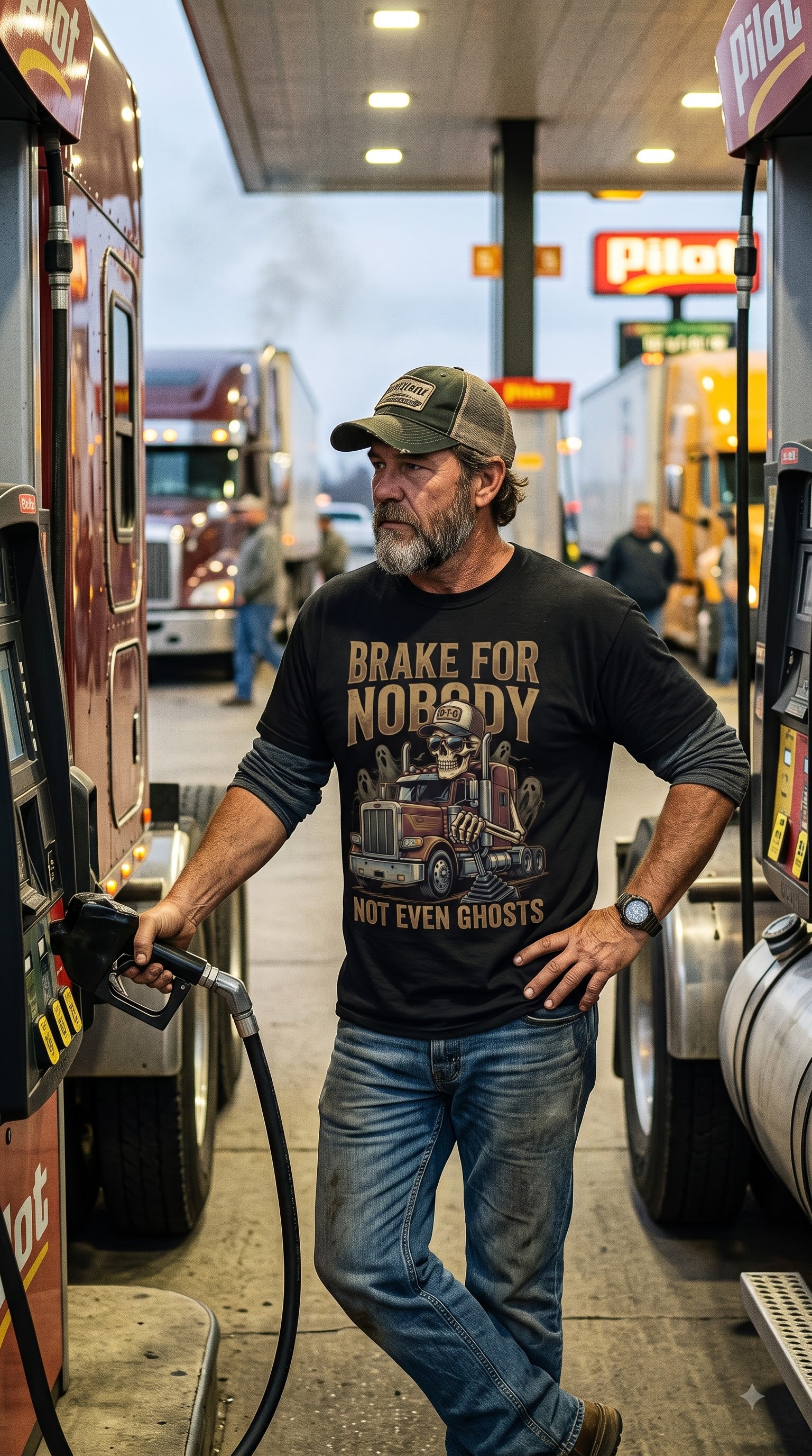 Brake For Nobody, Not Even Ghosts T-Shirt | Halloween Trucker Shirt