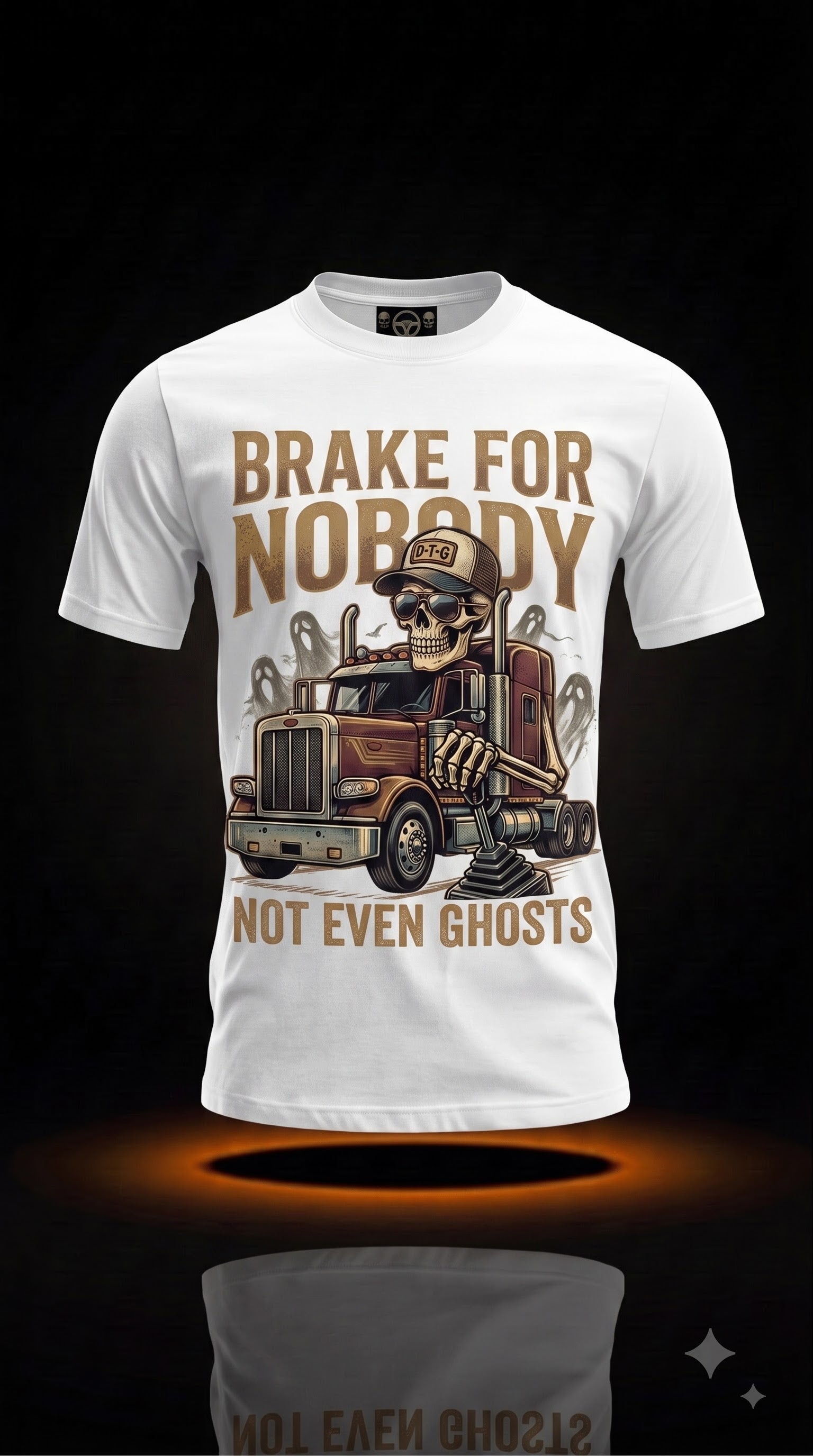 Brake For Nobody, Not Even Ghosts T-Shirt | Halloween Trucker Shirt