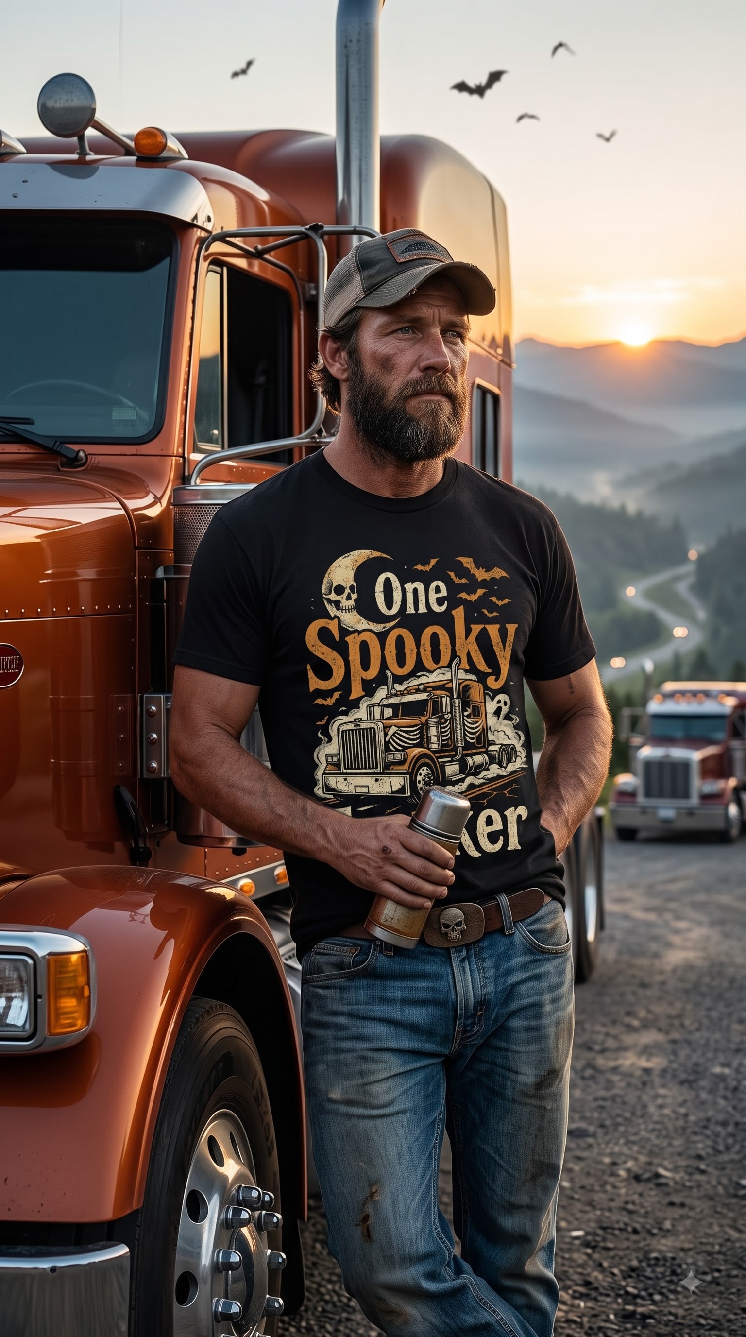 One Spooky Trucker T-Shirt | Funny Halloween Truck Driver Gift