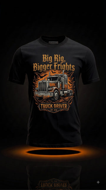 Big Rig Bigger Frights T-Shirt | Funny Halloween Trucker Gift
