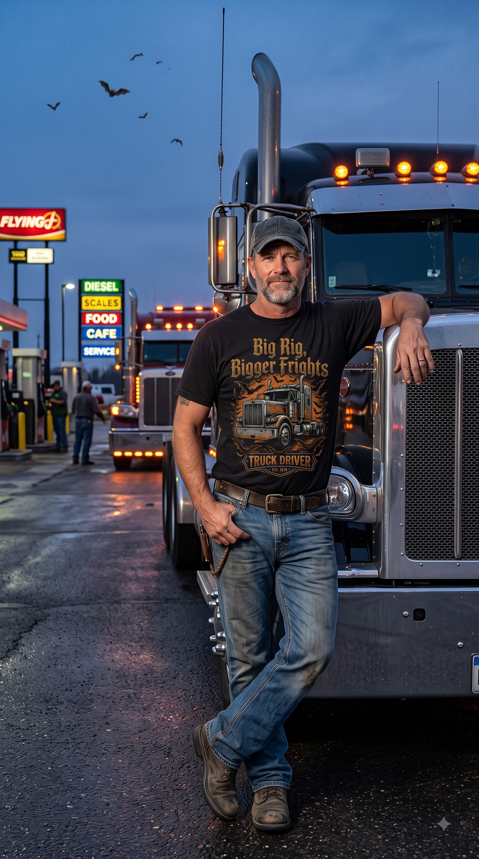 Big Rig Bigger Frights T-Shirt | Funny Halloween Trucker Gift