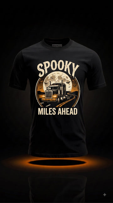 Spooky Miles Ahead T-Shirt | Funny Halloween Trucker Gift