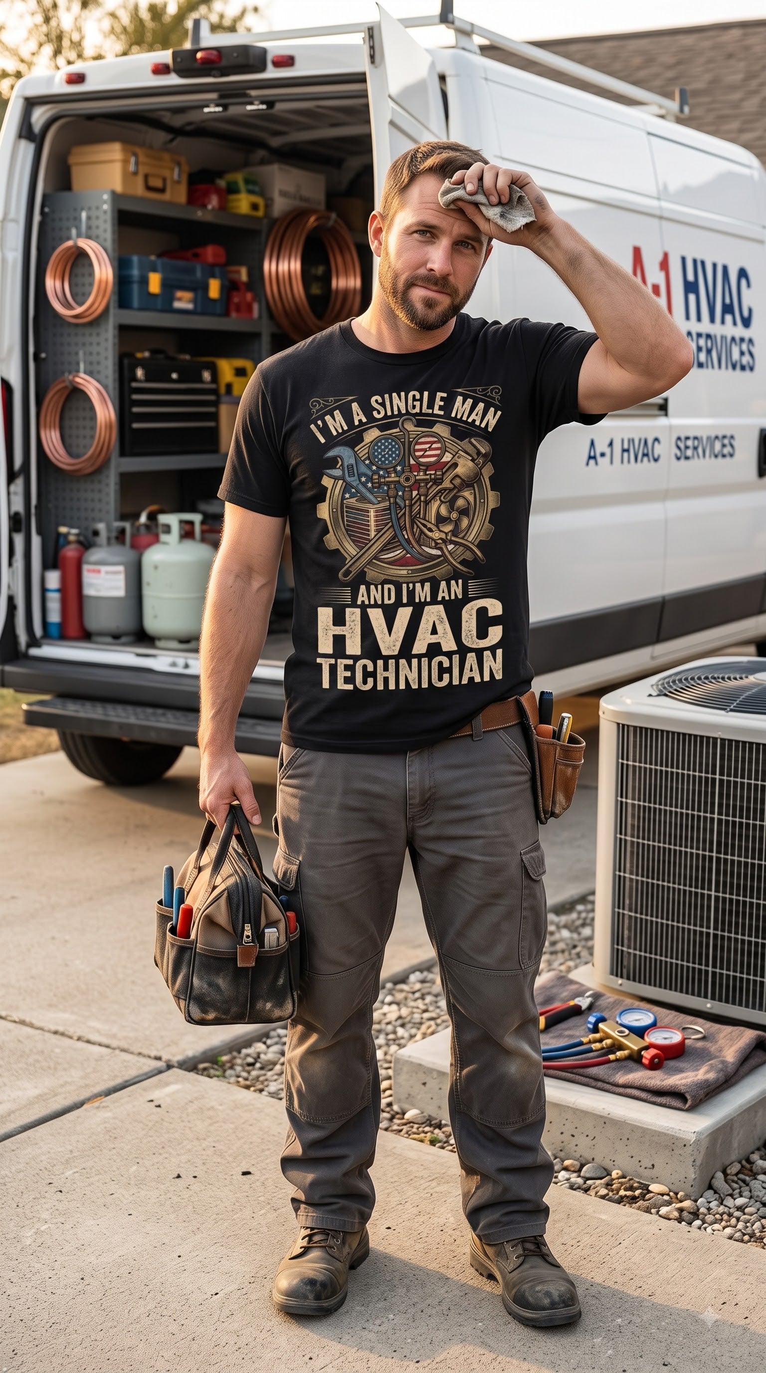 I'm a Single Man And I'm an HVAC Technician T-Shirt | Funny HVAC Gift
