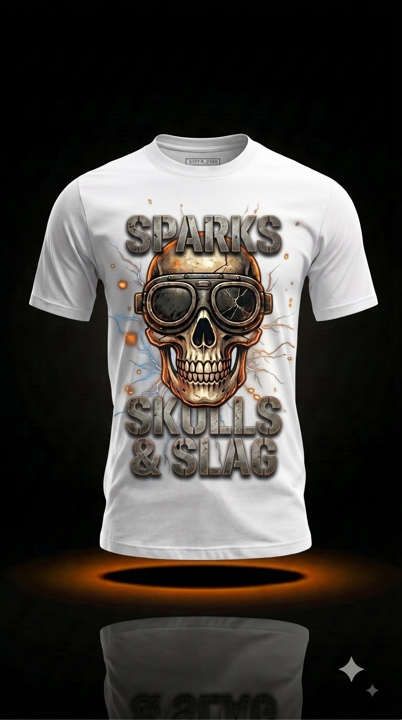 Sparks, Skulls & Slag T-Shirt | Funny Halloween Welder Gift