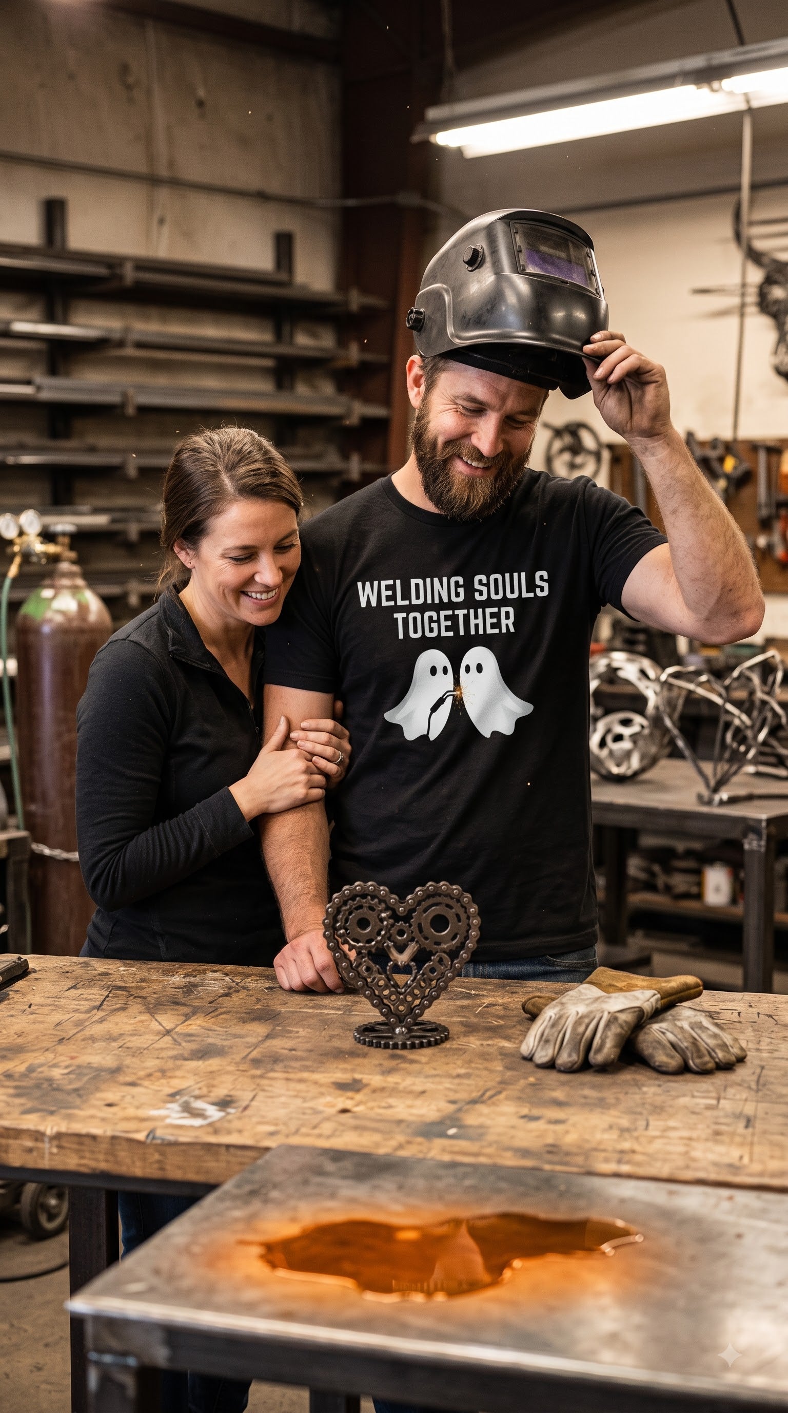Welding Souls Together T-Shirt | Spooky Halloween Welder Gift