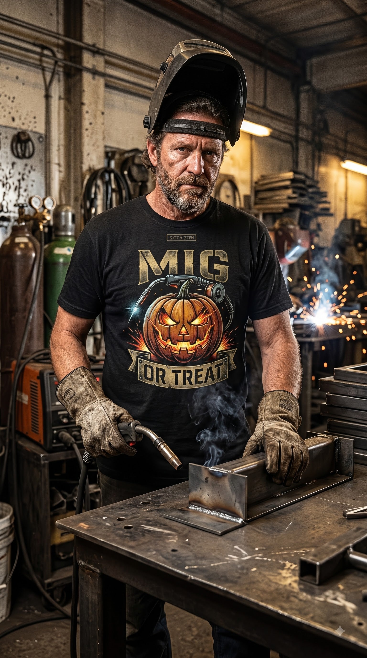 MIG Or Treat T-Shirt | Funny Halloween Welder Gift