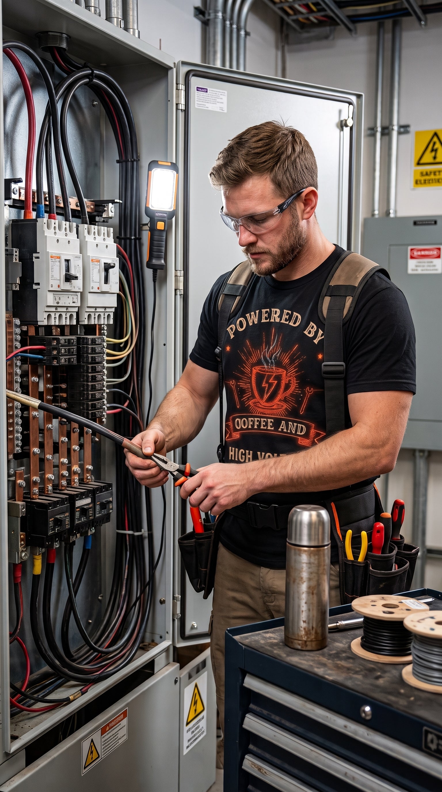 Powered By Coffee And High Voltage Tee