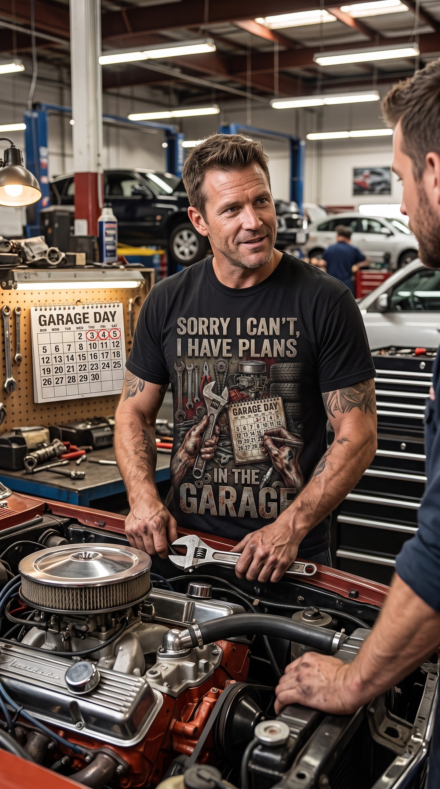 Sorry I Can't I Have Plans in the Garage T-Shirt | Funny Mechanic Gift
