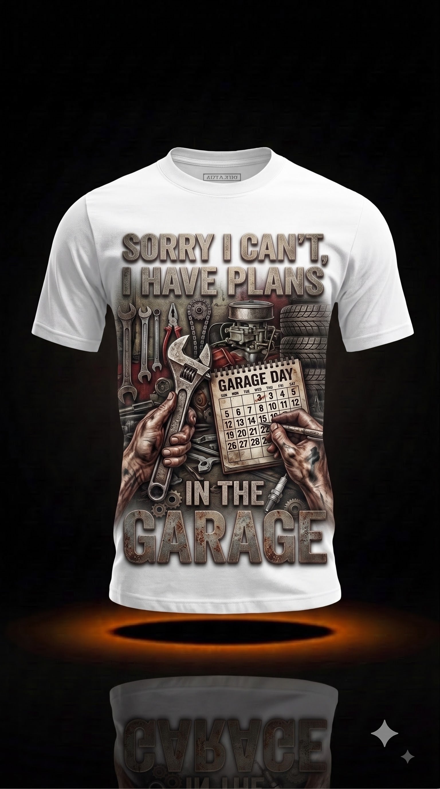 Sorry I Can't I Have Plans in the Garage T-Shirt | Funny Mechanic Gift