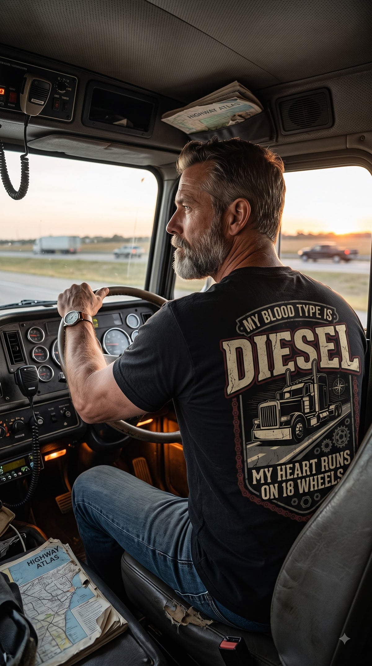 My Blood Type Is Diesel T-Shirt | My Heart Runs On 18 Wheels Trucker Shirt