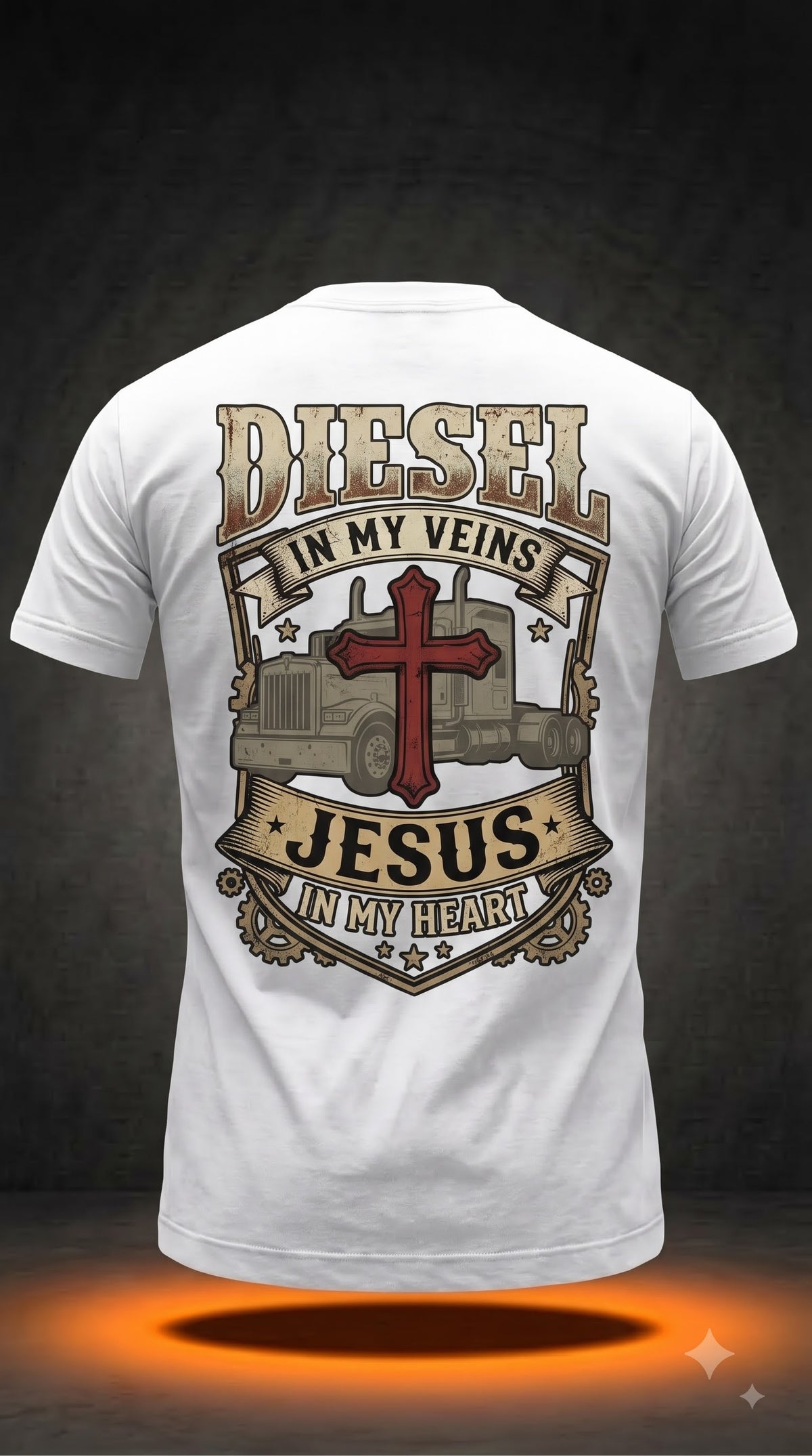 Diesel In My Veins, Jesus In My Heart T-Shirt | Christian Trucker Shirt