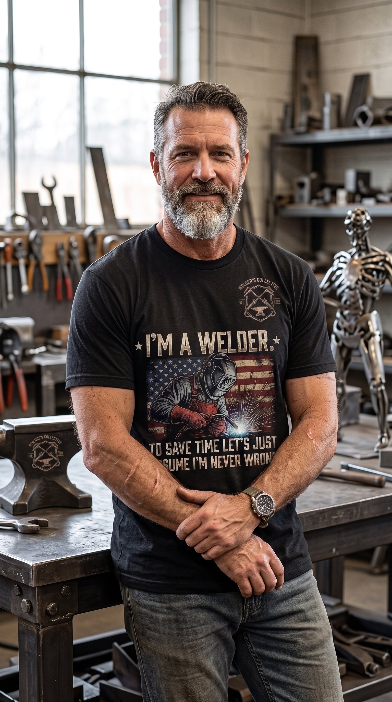 Funny Welder T-Shirt | I'm A Welder. Assume I'm Never Wrong Tee