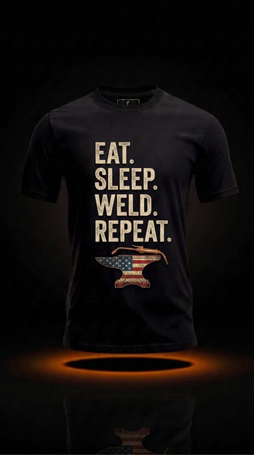 Eat. Sleep. Weld. Repeat T-Shirt | Funny Welder Gift