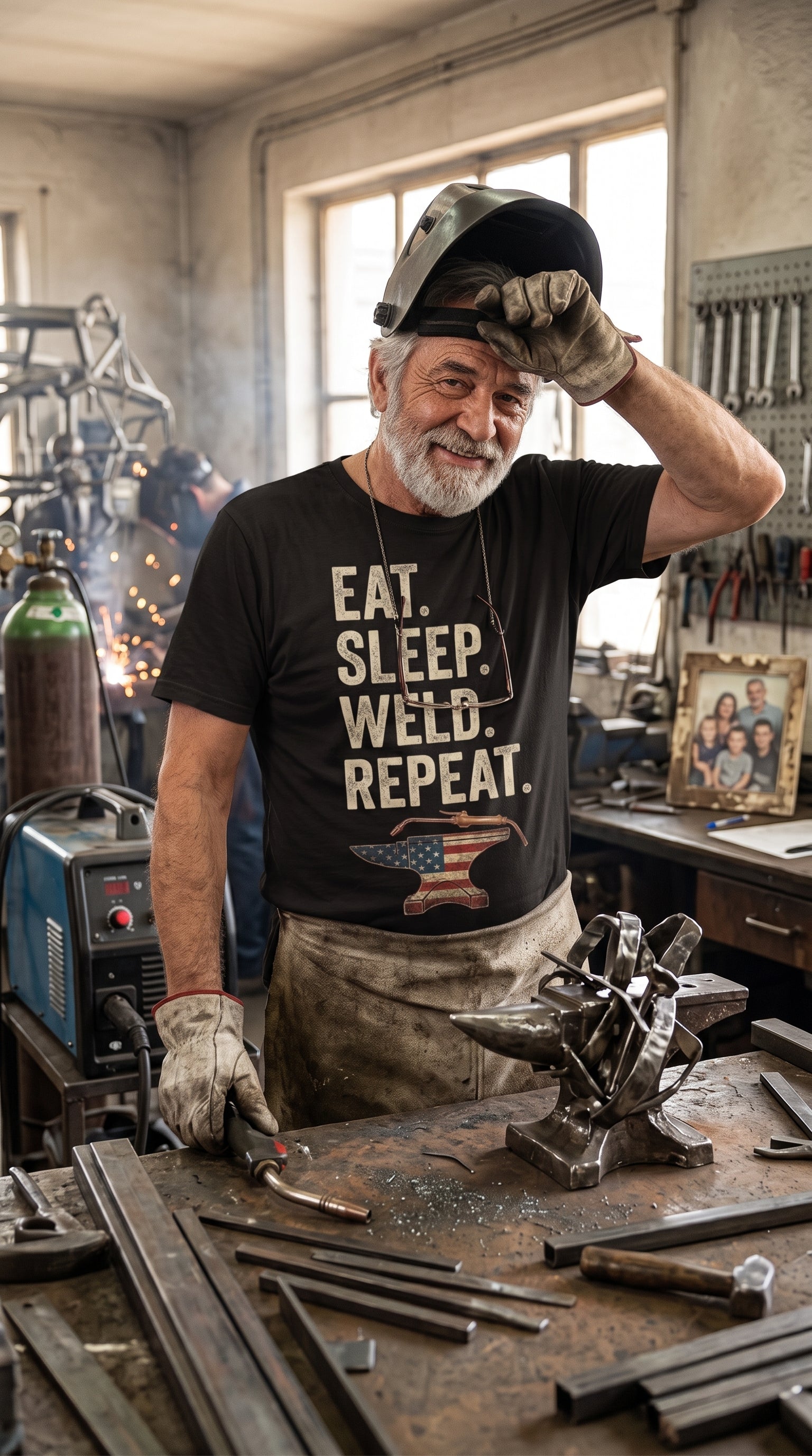Eat. Sleep. Weld. Repeat T-Shirt | Funny Welder Gift